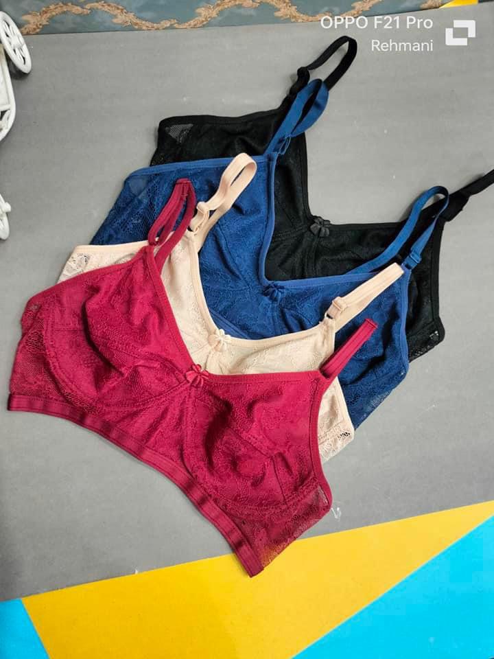 Net lace Bra Non wired half net half cotton Back U shape