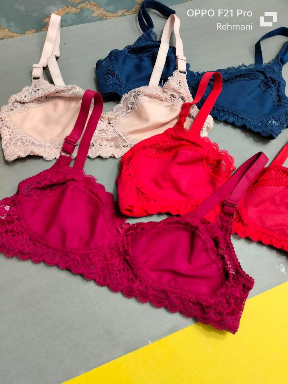 Net lace Bra Non wired half net half cotton Back U shape