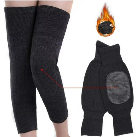 Woolen Blend Thermal Knee Warmers Fashion Women Solid Color Knee High Knitted Breathable Elastic Knees Sleeves for Winter Pleated Long Yoga Socks Leg Warmer Both Men And Women